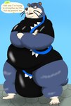 alythewolfcat animal_crossing anthro belly big_belly big_bulge buckteeth bulge clothing english_text eyewear glasses hi_res huge_belly huge_bulge huge_hips hyper hyper_bulge lyle_(animal_crossing) male mammal mustelid nintendo otter solo swimwear teeth text wearing_glasses wide_hips