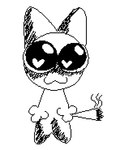 2_frame_animation :3 animated big_eyes black_and_white chromulus cigar domestic_cat felid feline felis fucker_(chromulus) hi_res male mammal monochrome size_difference smaller_male smoking smoking_cigar