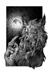 anthro canid canine canis comic english_text fur hair hi_res male mammal monochrome mythological_canine mythological_creature mythology open_mouth rozdziawke solo speech_bubble text transformation werecanid werecanine werecreature werewolf wolf