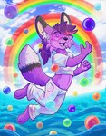 2000s_theme anthro canid canine emberfox female fennec_fox floating fox fur hair hi_res mammal nightlinez purple_body purple_fur purple_hair solo true_fox