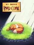 2019 3:4 ambiguous_gender brown_body brown_fur comic cover cover_art digital_media_(artwork) eevee english_text eyes_closed feral flavia-elric fluffy fluffy_tail fur generation_1_pokemon grass hi_res light lux_(yapc) neck_tuft nintendo on_ground outside plant pokemon pokemon_(species) pokemon_mystery_dungeon sleeping solo spike_chunsoft sunlight tail text tuft