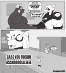 absurd_res anthro big_muscles big_pecs bovid canid canine caprine comic dex_(parttimeyeen) english_text felid feline gabriel_(parttimeyeen) goat group hi_res horn huge_muscles huge_pecs hyper hyper_muscles juice_(parttimeyeen) male mammal mask muscular muscular_anthro muscular_arms muscular_male parttimeyeen_(artist) pecs profanity superhero text tox_(parttimeyeen)