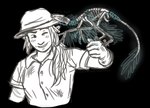 2018 accessory alpha_channel animated_skeleton bite blush bone claws clothing dinosaur dromaeosaurid duo elf feathered_dinosaur feathered_scalie feathers female feral fossil ghost hair hair_accessory hairband hat headgear headwear humanoid long_ears long_hair magic_user microraptor necromancer necromancy one_eye_closed paleontologist prehistoric_species reptile scalie sickle_claw skeleton smile spirit theropod toe_claws trisarahtops-sketches undead