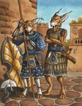 0laffson 2020 4_toes 5_fingers annoyed anthro armband armor aventail_(armor) background_character belt blep blue_eyes brown_body brown_fur buckle building caracal caracal_(genus) chainmail clothed clothing cobblestone crossed_arms dagger dated day detailed_background digitigrade dipstick_tail duo_focus ear_piercing ear_ring ear_tuft eyes_closed feet felid feline fingers fur fur_markings group hauberk headgear helmet hi_res holding_melee_weapon holding_object holding_polearm holding_spear holding_weapon hybrid jewelry light looking_down_at_another lynx mace male mammal markings melee_weapon necklace outside painting_(artwork) piercing polearm ring_piercing sabatons scabbard scar scarf schynbalds shield signature sky sleeping spear spots spotted_body spotted_fur standing straps striped_body striped_fur stripes sword tail tail_markings toes tongue tongue_out traditional_media_(artwork) tuft vambrace wall_(structure) watercolor_(artwork) weapon white_body white_fur