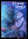 anthro bed blush bulge canid canine canis clothed clothing comic cover cover_art cover_page digital_drawing_(artwork) digital_media_(artwork) domestic_cat domestic_dog duo english_text eyes_closed felid feline felis fingers fur furniture hair hi_res looking_at_viewer lying male mammal on_side open_mouth patreon patreon_logo pillow shaded shirt sleeping sleeping_together stampmats tank_top text topwear underwear underwear_only url