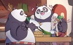 anatid anseriform anthro avian bear belly bird bowl compaculaaa container dreamworks duck duo father_(lore) father_and_child_(lore) father_and_son_(lore) food giant_panda group hi_res kung_fu_panda li_shan_(kung_fu_panda) male male/male mammal master_po_ping mr._ping overweight parent_(lore) parent_and_child_(lore) parent_and_son_(lore) son_(lore) soup trio