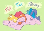 2024 :3 cutepencilcase cutie_mark english_text equid equine eyes_closed female feral flat_colors flat_fuck_friday fur glistening glistening_hair green_background hair hasbro hi_res hooves horse lying mammal meme multicolored_hair my_little_pony my_little_pony_(2003) pink_body pink_fur pony quadruped simple_background sketch solo text toola_roola_(mlp_g3)