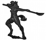 anthro breasts clothing equid equine female fighting_pose hair halberd hooves horse mammal melee_weapon monochrome nipples panties polearm ponytail pose siyah solo underwear unguligrade_anthro weapon