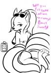 anthro anthrofied bikini bottle breasts canid canine clothed clothing container dialogue english_text eyewear female generation_1_pokemon glasses hair looking_at_viewer looking_back lotion mammal mature_anthro mature_female milftails monochrome mother_(lore) multi_tail ninetales nintendo parent_(lore) pokemon pokemon_(species) pokemorph restricted_palette skimpy solo sunglasses swimwear tail text tight_clothing two-piece_swimsuit unknown_artist