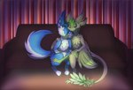 2022 3_fingers 3_toes 4_ears aaron_(avali) anthro arm_around_another avali avian big_tail biped blue_body blue_eyes blue_fur blue_rikoroo chest_tuft claws cuddling digitigrade duo feather_tuft feathered_wings feathers feet fingers fur fur_tuft furniture green_body green_eyes green_feathers green_scutes grey_arms grey_body grey_chest grey_claws grey_ears grey_feathers grey_feet grey_hands grey_head grey_legs grey_neck grey_sclera grey_tail grey_tail_tuft grey_torso grey_wings hi_res inside long_ears long_neck male male_(lore) male_anthro multi_ear nude nude_anthro nude_male on_sofa rikkor scutes sitting sitting_on_sofa slim sofa tail tail_tuft toes tuft watching_tv winged_arms wings zarra_arts