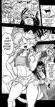 anthro breasts canid canine canis cleavage clothed clothing comic daigaijin dialogue domestic_dog english_text felid female fox fur furryfight_chronicles gantus_(furryfight_chronicles) group hair hi_res kalita_(furryfight_chronicles) leyline_(furryfight_chronicles) lion male mammal midriff molosser monochrome navel pantherine profanity pug small_molosser tail tail_tuft text toy_dog tuft