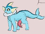 :o becoming_erect curved_penis dttart eeveelution erection feral generation_1_pokemon genitals growth looking_at_viewer male motion_lines nintendo open_mouth penis pokemon pokemon_(species) quadruped solo tapering_penis vaporeon