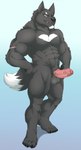 5_toes abs anthro arm_scar balls barazoku big_chest big_muscles black_body black_claws black_fur black_nose black_pawpads broad_shoulders canid canine canis cheek_tuft chin_tuft claws dipstick_tail erection facial_tuft feet finger_claws fingers fluffy fluffy_tail foreskin full-length_portrait fur genitals gradient_background hands_on_hips hi_res humanoid_genitalia humanoid_penis lips looking_at_viewer male mammal markings muscular muscular_anthro muscular_male mythological_canine mythological_creature mythology neck_tuft nude one_eye_closed pawpads pecs penis pink_penis plantigrade portrait presenting pubes scar shaded silver_fang simple_background snaggle_tooth solo standing stocky taighet_28 tail tail_markings toe_claws toes tuft vein veiny_penis were werecanid werecanine werewolf white_markings wink wolf yellow_eyes