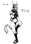 2023 anthro asinus bdsm black_and_white boots clothing dialogue donk_(hladilnik) donkey english_text equid equine fingerless_gloves footwear gloves handwear hi_res hladilnik jojo's_bizarre_adventure male mammal monochrome muzzle_(object) petplay pose roleplay shoes smile smirk solo text thong underwear wire_basket_muzzle