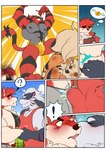 abs anthro apron arcanine ass_up blush bodily_fluids bulge bulge_frottage bwcat canid canine canis clothed clothing coin comic currency_symbol defeated depression detailed_bulge ellen_(bwcat) erection felid french_kissing generation_1_pokemon generation_7_pokemon genital_fluids grabbing group hand_on_hand hi_res incineroar kissing male male/male mammal muscular muscular_male nintendo nipples nude pantherine pokedollar_sign pokemon pokemon_(species) precum precum_through_clothing ren_(daikitei) speedo speedo_only spiral_eyes swimwear symbol tiger topless victory wallet wet wet_clothing wolf