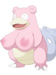 3:4 9rimson areola big_breasts breasts female generation_1_pokemon hi_res mammal marine nintendo nipples non-mammal_breasts non-mammal_nipples obese obese_female overweight overweight_female pink_body pokemon pokemon_(species) shellder shellder_(slowbro) simple_background slowbro solo standing white_background