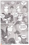 anthro backpack bell canid canine collar comic dialogue duo english_text female forest genitals hi_res iradeon lying male male/female mammal nia_(senz) on_back penis plant pussy sean_(senz) senz text tree url vines