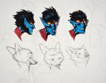 2016 absurd_res anthro blue_body blue_skin canid canine demon disney duo fox half-closed_eyes hi_res humanoid_pointy_ears male mammal marvel monoflax narrowed_eyes nick_wilde nightcrawler red_fox simple_background sketch sketch_page true_fox white_background x-men yellow_eyes zootopia