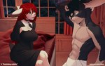 16:10 2022 anthro artist_collaboration big_breasts breasts clothed clothing comic dash_ravo deymos digital_media_(artwork) duo female fur hair iskra jewelry lagomorph leporid male mammal marie_fonti necklace rabbit red_hair towel towel_only widescreen