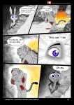 2020 black_and_white blood bodily_fluids broken_life comic digital_media_(artwork) disney english_text fancomic felid female fur grey_body grey_fur judy_hopps lagomorph leporid link6432 mammal monochrome pantherine purple_eyes rabbit text tiger zootopia