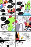 2:3 absurd_res bed braixen clothing comic dialogue duo e621_post_recursion english_text female furniture generation_3_pokemon generation_6_pokemon hat headgear headwear hi_res hospital_bed humanoid humor intravenous kirlia light_bulb nintendo pokemon pokemon_(species) ponporio text witch_hat