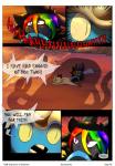 2018 absurd_res alternate_color comic dialogue digital_media_(artwork) eevee english_text fan_character female feral fossil_pokemon fur generation_1_pokemon hair hi_res male male/female mammal meowth nintendo omastar open_mouth pokemon pokemon_(species) pokemon_mystery_dungeon raven_eevee raveneevee simple_background speech_bubble spike_chunsoft tentacles text