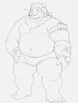 2021 3:4 absurd_res anthro armor bear belly bulge clothing epic_games fortnite headgear heart_symbol helmet hi_res humanoid_hands kemono male mammal moobs morningbread16 navel nipples one_eye_closed overweight overweight_male polar_bear polar_patroller scar simple_background solo underwear ursine wink