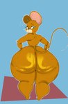 absurd_res anthro atotekio big_butt biped bodily_fluids brown_body brown_fur butt fur green_eyes hi_res huge_butt hyper hyper_butt jerry_mouse looking_back mammal metro-goldwyn-mayer mouse murid murine nude pupils rear_view rodent solo sweat sweaty_butt thick_thighs tom_and_jerry