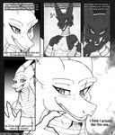 2016 alternating_focus anthro bar_emanata borderless_panel bracelet breasts canid canine canis clothing comic dragon dress duo egyptian egyptian_clothing emanata english_text female five_frame_image focus_lines giraffe giraffid hair hi_res horn hybrid if_hell_had_a_taste jackal jewelry male mammal mona_l'arc mythological_creature mythological_scalie mythology neck_ring nipple_outline open_mouth radial_speed_lines scalie scar shirt skylar_fidchell speed_lines text topwear viroveteruscy