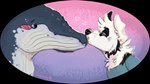 2019 alpha_channel anthro baleen_whale black_markings black_nose blue_eyes blush blush_stickers border_collie button_ears canid canine canis cetacean clothed clothing collie digital_drawing_(artwork) digital_media_(artwork) domestic_dog duo eyes_closed floppy_ears fur grey_body grey_skin head_tuft heart_symbol herding_dog humpback_whale jaspering looking_at_another male male/male mammal marine markings nose_kiss pastoral_dog pink_blush romantic romantic_couple shaded sheepdog shirt side_view signature smile snout teal_clothing teal_shirt teal_topwear topwear tuft whale whisker_spots white_body white_fur