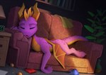 Rating: s
ID: 3491087
Date: 2022-08-06 14:31:00 -0400
Status: active
Score: 858
2022 activision alarm_clock amber_(gem) amber_(material) bean_bag book bookshelf bottle claws clock container countershade_tail countershade_torso countershading detailed_background digital_clock dragon electronics european_mythology eyes_closed feet feral furniture gem hi_res horn inside lamp light lighting lying male membrane_(anatomy) membranous_wings mythological_creature mythological_scalie mythology notebook on_front open_mouth plant purple_body purple_scales ruby_(gem) sapphire_(gem) scales scalie sleeping sofa solo spyro spyro_the_dragon tail toe_claws toes tongue western_dragon wings yakovlev-vad post #3491087
