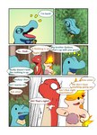 charmeleon comic darrow0 dialogue english_text fire forest generation_1_pokemon generation_2_pokemon hi_res male nintendo plant pokemon pokemon_(species) pol_(darrow) quilava speech_bubble text totodile tree yuel