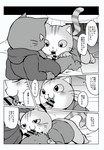 anthro balls bottomless clothed clothing comic dialogue domestic_cat duo erection felid feline felis fellatio genitals greyscale hi_res hoodie japanese_text kemono kuehiko_roshihara male male/male mammal monochrome oral penile penis right_to_left sex tapio_chatarozawa text topwear translated ueno_ebi_sen working_buddies!