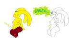 Rating: q
ID: 5619309
Date: 2025-06-03 20:22:42 -0400
Status: active
Score: 7
anthro areola blue_body bodily_fluids breasts brown_body burp_cloud burping butt candy chocolate dessert eyebrows fakemon female floppy_ears food food_creature fur hi_res lagomorph leporid living_marshmallow looking_down_at_self mammal mochamel_(theonetruesinner) navel nipples nude nude_anthro nude_female open_mouth peeps rabbit raised_eyebrow rumbling_stomach scut_tail short_tail simple_background sitting solo sound_effects sweat tail text theonetruesinner white_background yellow_body yellow_fur post #5619309