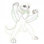 1:1 anthro balls chesnaught chest_tuft claws foreskin generation_6_pokemon genitals half-erect hi_res humanoid_genitalia humanoid_penis looking_at_viewer male mammal monochrome muscular muscular_anthro muscular_male nintendo nude penis pokemon pokemon_(species) posexe simple_background smile solo tuft white_background