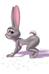 2:3 absurd_res all_fours anthro areola athletic athletic_anthro athletic_female breasts butt disney female fur grey_body grey_fur hi_res judy_hopps lagomorph leporid looking_at_viewer mammal nipple_dip nipples nude pink_nipples pink_nose presenting presenting_hindquarters purple_eyes rabbit scut_tail short_tail shvarno small_breasts solo tail zootopia