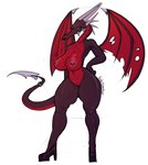 absurd_res activision anthro big_breasts black_body black_scales blade breasts clothing corrupt_cynder cynder dragon female footwear footwear_only frown genitals gobsmacker hi_res high_heels high_heels_only horn huge_breasts long_neck membrane_(anatomy) membranous_wings mostly_nude mythological_creature mythological_scalie mythology narrowed_eyes nipple_piercing nipples notched_wings piercing pussy red_body red_scales scales scalie shoes small_waist solo spikes spyro_the_dragon tail tail_blade thick_thighs weapon_tail wide_hips wings