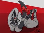 anthro big_breasts big_butt bound breasts butt canid canid_demon canine collar demon female hellhound helluva_boss hi_res loona_(helluva_boss) mammal muzzle_(object) mythological_canine mythological_creature mythology red_sclera sir_waska solo spiked_collar spikes tail