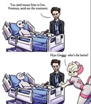 Rating: q
ID: 5472650
Date: 2025-04-01 02:26:58 -0400
Status: active
Score: 228
ambiguous_gender anon anthro bed bedding biped blue_eyes bulging_eyes cane clothed clothing collared_shirt comic crossdressing dialogue digital_drawing_(artwork) digital_media_(artwork) english_text facial_hair female femboy fur furniture green_eyes gregory_house grey_body group hat headgear headwear hi_res human humanoid male mammal medical medical_examination medical_instrument meme mouse murid murine nurse nurse_clothing nurse_hat nurse_headwear nurse_uniform qwizibo red_cross reggie_(whygena) rodent scientific_instrument serious_face shaded shirt shitpost simple_background suit_jacket text topwear trio uniform white_body white_fur post #5472650