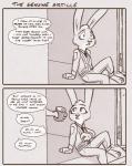 2016 anthro canid canine clothed clothing comic dialogue disney english_text fan_character female fennec_fox fox july_hopps_(mistermead) lagomorph leporid mammal police police_uniform rabbit rockbottomfeeder text true_fox uniform zootopia