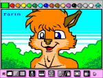 2019 aliasing anthro black_border blue_eyes border canid canine digital_media_(artwork) farin fox front_view fur geminisaint gui headshot_portrait male male_anthro mammal mario_paint nude open_mouth orange_body orange_fur outside plant portrait screencap shrub smile solo text