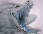 Rating: s
ID: 5634799
Date: 2025-06-11 07:45:28 -0400
Status: active
Score: 45
ambiguous_gender blue_tongue bodily_fluids claws dragon fangs feral frill_(anatomy) green_eyes grey_body grey_claws grey_frill head_crest head_frill hi_res looking_at_viewer lying mouth_shot mythological_creature mythological_scalie mythology narrowed_eyes on_front open_mouth saliva saliva_on_tongue saliva_string santanahoffman scalie sharp_teeth simple_background solo teeth tongue tongue_out post #5634799