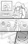 2019 anthro bold_text clothing comic conjoined_speech_bubble cutaway deltarune dialogue ellipsis english_text fangs fire_hydrant freckles hair human jack_of_spades kris_(deltarune) lynxgriffin mammal monochrome monster nails pattern_clothing pattern_shirt pattern_topwear plant shirt shirt_pocket shrub sidewalk smile speech_bubble street_sign striped_clothing striped_shirt striped_topwear stripes susie_(deltarune) teeth text topwear tree undertale_(series)