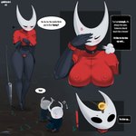 Rating: e
ID: 5606327
Date: 2025-05-29 06:09:23 -0400
Status: active
Score: 29
2023 2_horns 3_panel_comic 5_fingers absurd_res ambiguous_gender angry annoyed answer areola_outline arthropod artist_name black_body black_breasts black_eyes blush breasts camel_toe cloak clothed clothing collar comic cross-popping_vein dialogue duo ellipsis english_text exclamation_point eyebrows eyes_closed female fingers genital_outline gesture grass hand_gesture hi_res hollow_knight horn hornet_(hollow_knight) idea_bulb light_bulb looking_at_another melee_weapon mitiz-art motion_lines musical_note musical_symbol nipple_outline outside plant pointing pointing_at_another pussy_outline question question_mark red_clothing symbol talking_to_another team_cherry text the_knight_(hollow_knight) vessel_(species) weapon white_head white_text wristband post #5606327