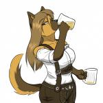 1:1 alcohol alternate_version_at_source anthro barmaid beer beverage canid canine canis domestic_dog e621 female german_shepherd hair herding_dog hi_res leather lederhosen long_hair mammal pastoral_dog ricedawg simple_background solo white_background