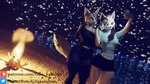 16:9 3d_(artwork) abby_(domibun) anthro beach big_breasts blue_eyes bottomwear breasts campfire canid canine cleavage clothed clothing digital_media_(artwork) duo female female/female fire fox fur gesture gisa_lenshin grey_body grey_fur grey_hair group group_picture hair hand_gesture happy hi_res hotpants mammal mature_female maxine_(domibun) night selfie shirt shorts smile tank_top tattoo thick_thighs topwear v_sign warfare_machine white_body white_fur white_hair widescreen