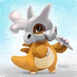 1:1 2017 ambiguous_gender bone cubone digital_media_(artwork) digital_painting_(artwork) generation_1_pokemon nintendo pokemon pokemon_(species) solo tsaoshin