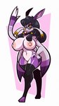 absurd_res anthro areola big_breasts black_hair blep breasts clothing eyewear female generation_5_pokemon genitals glasses hair hand_on_hip hi_res huge_breasts legwear mienshao nintendo nipples pokemon pokemon_(species) pussy solo thick_thighs thigh_highs tongue tongue_out wolito