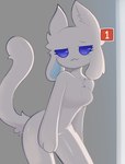 4_ears absurd_res anthro biped breasts clyde_(discord) discord_(app) eyelashes featureless_breasts female female_anthro fur hi_res looking_at_viewer mammal monotone_body monotone_fur monotone_tail multi_ear nude portrait purple_eyes sadbox10 solo standing tail three-quarter_portrait three-quarter_view white_body white_ears white_fur white_tail