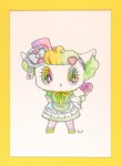 2018 accessory alien alternative_fashion anthro bangs big_eyes big_head blonde_hair bow_ribbon chibi clothing domestic_cat dress eyelashes felid feline felis female flower footwear frilly frilly_clothing glistening glistening_eyes gloves_(marking) hair hair_accessory hairclip hat headgear headwear heart_symbol hi_res inner_ear_fluff j-fashion kemono legwear lolita_(fashion) mammal markings official_art on_model painting_(artwork) pastel_theme peropero_sparkles plant pointy_ears prick_ears ribbons rose_(flower) rue_(peropero_sparkles) shoes simple_background solo sparkles sparkling_eyes sweet_lolita tights traditional_media_(artwork) tuft watercolor_(artwork) white_body yurie_sekiya